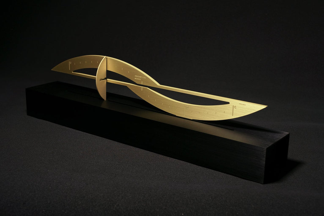 Around Five Natural Brushed Brass Sculpture of Time
